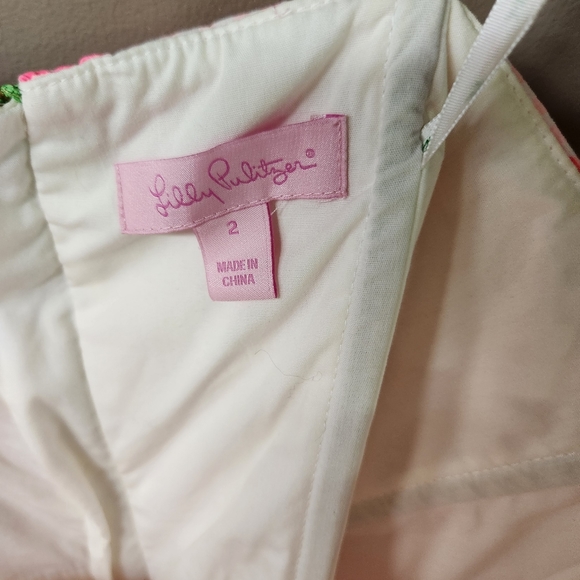 Lilly Pulitzer peplum strapless mini dress,pink/white checkers, women's s. - Picture 3 of 4